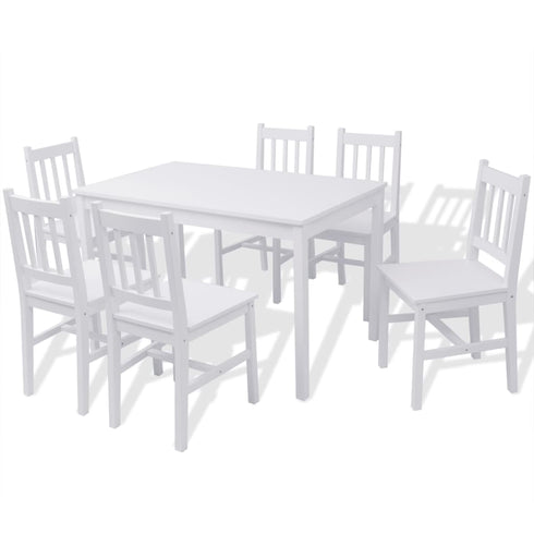 Maison Madeleine -  Seven Piece Dining Set Pinewood White